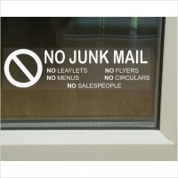 1 x No Junk Mail-WINDOW VERSION-Leaflets,Menus,Flyers,Circulars,Salespeople-Warning House Post-Self Adhesive Vinyl Door Notice Sign